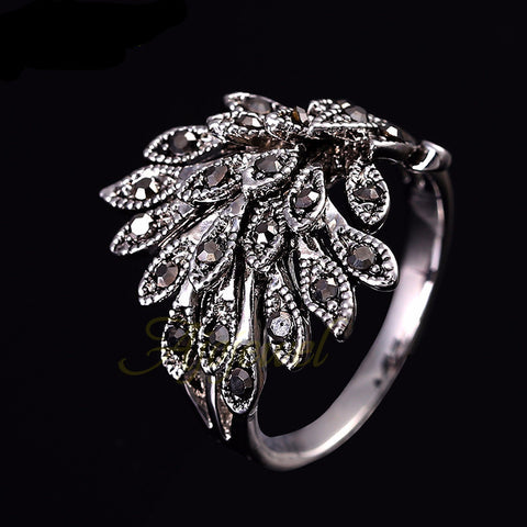 White Gold Plated Rhinestone Phoenix Rings - 2 Colors