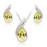 Austrian Crystal Water Drop Jewelry Set - 15 Colors