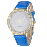 Crystal Diamond with Leather Strap Watch - 8 Colors