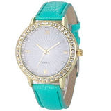 Crystal Diamond with Leather Strap Watch - 8 Colors