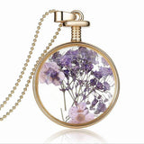 Dry Flowers Glass Necklace - 12 Variants