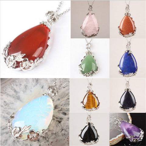 Crystal Water Drop Necklace - 10 Colors