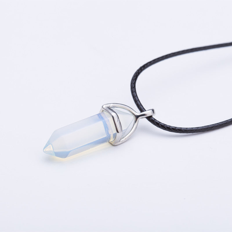 Crystal Bullet Natural Stone Necklace - 11 Colors