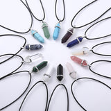 Crystal Bullet Natural Stone Necklace - 11 Colors