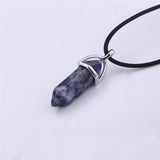 Crystal Bullet Natural Stone Necklace - 11 Colors