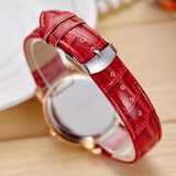 Movable Crystals with Leather Strap Watch - 4 Colors