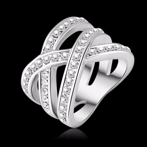 Platinum Plated Genuine SWA Stellux Austrian Crystal Ring - 2 Colors