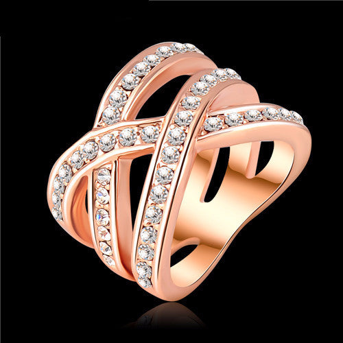 Platinum Plated Genuine SWA Stellux Austrian Crystal Ring - 2 Colors