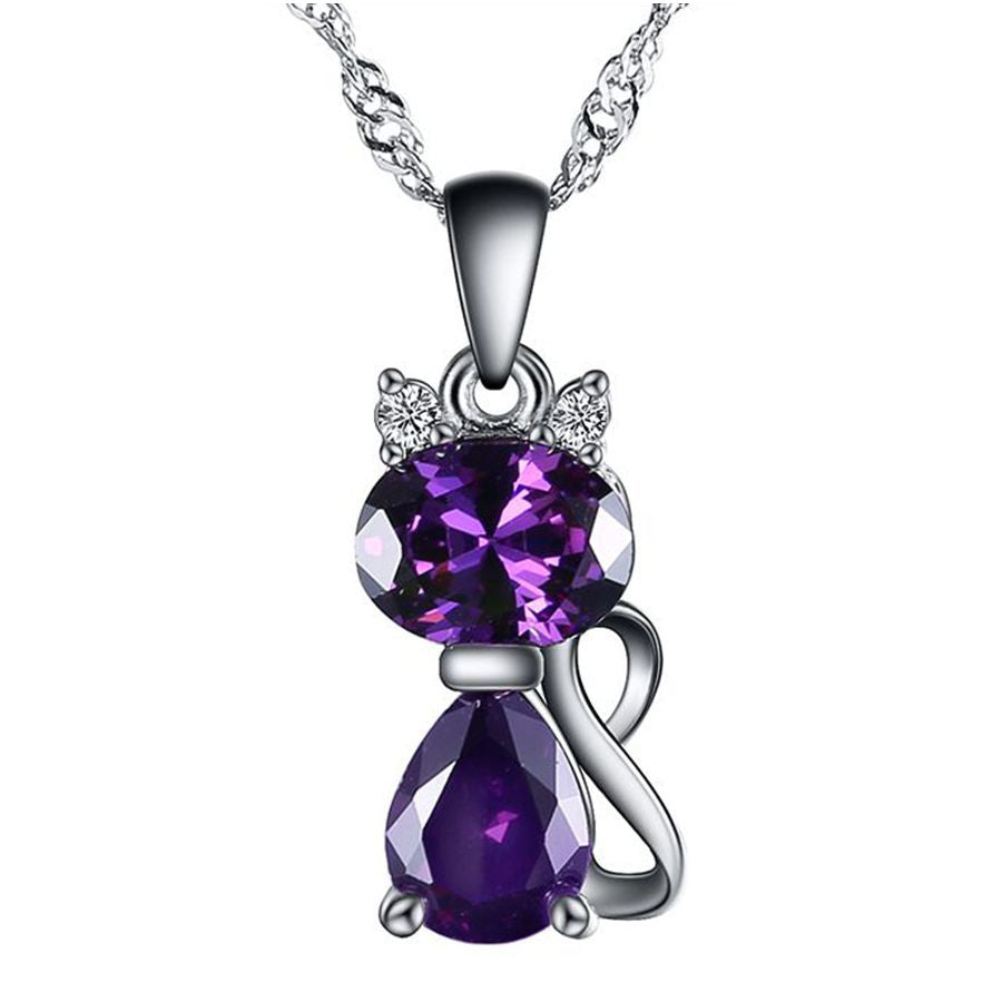 Crystal Cat Necklace - 5 Colors