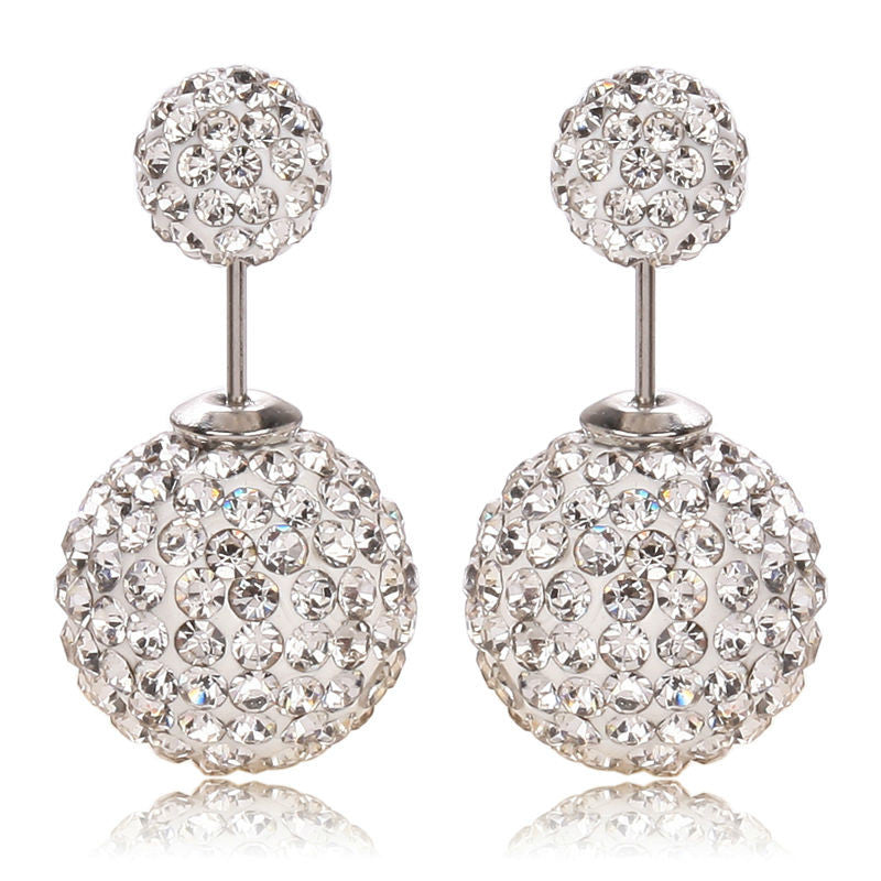 Double Crystal Stud Earrings - 14 Colors