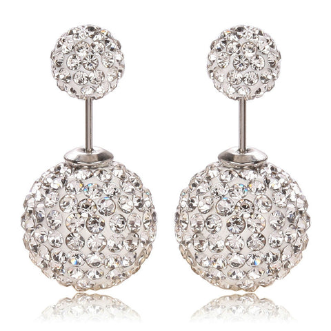Double Crystal Stud Earrings - 14 Colors