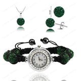 Crystal Bracelet Watch & Necklace & Earrings Set - 19 Colors