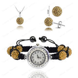 Crystal Bracelet Watch & Necklace & Earrings Set - 19 Colors