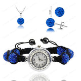 Crystal Bracelet Watch & Necklace & Earrings Set - 19 Colors