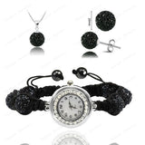 Crystal Bracelet Watch & Necklace & Earrings Set - 19 Colors