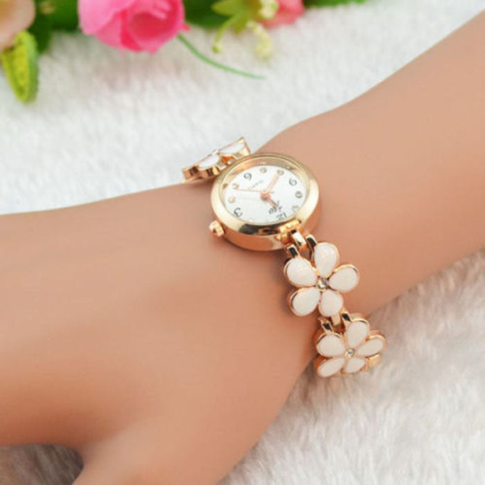 Flower Rose Gold Bracelet Watch