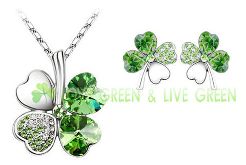 Crystal Clover 4 Four Leaf Jewelry Set - 19 Colors