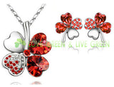 Crystal Clover 4 Four Leaf Jewelry Set - 19 Colors